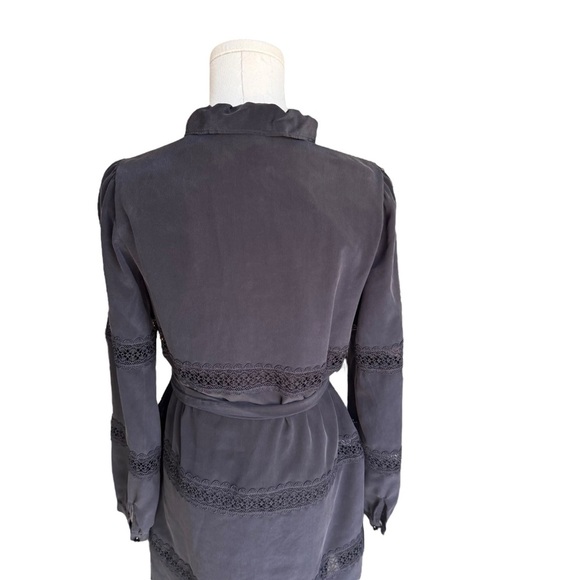 Sézane - 100% Silk Lace Detail Button Front Dress Size 34 (US 2) - Picture 5 of 8